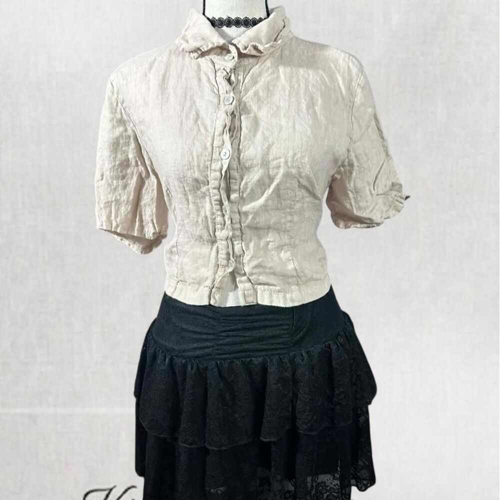 Cottagecore Minimalist Cream Colored Collared Button up Baby Top